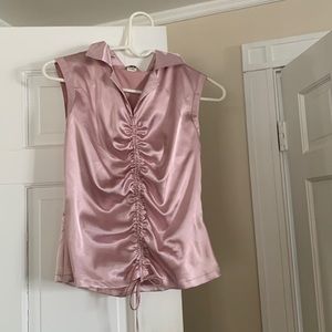Pink silk sleeveless blouse
